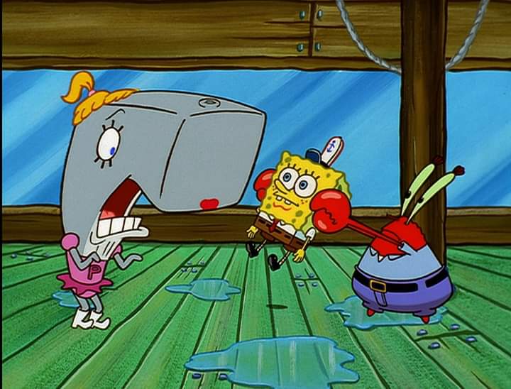 Mr. Krabs offering up SpongeBob to Pearl Blank Meme Template