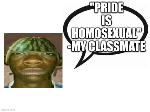 introvertedgeometrydashers announcement template | "PRIDE IS HOMOSEXUAL" -MY CLASSMATE | image tagged in watermelonmans important message | made w/ Imgflip meme maker