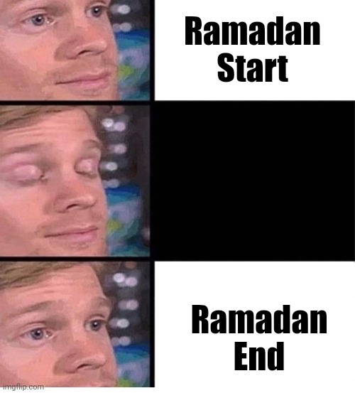 Ramadan | Ramadan Start; Ramadan End | image tagged in blinking guy vertical blank,ramadan,islamic,muslim | made w/ Imgflip meme maker