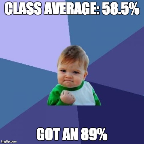 Success Kid Meme | CLASS AVERAGE: 58.5% GOT AN 89% | image tagged in memes,success kid,AdviceAnimals | made w/ Imgflip meme maker