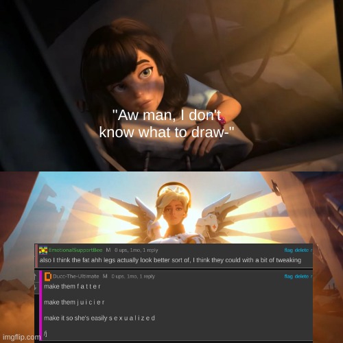 Overwatch Mercy Meme | "Aw man, I don't know what to draw-" | image tagged in overwatch mercy meme | made w/ Imgflip meme maker