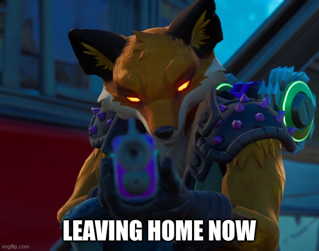 Fennix: *loads shotgun with malicous intent* | LEAVING HOME NOW | image tagged in fennix loads shotgun with malicous intent | made w/ Imgflip meme maker