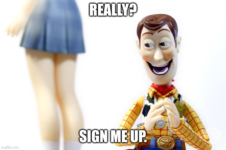 hentai woody | REALLY? SIGN ME UP. | image tagged in hentai woody | made w/ Imgflip meme maker