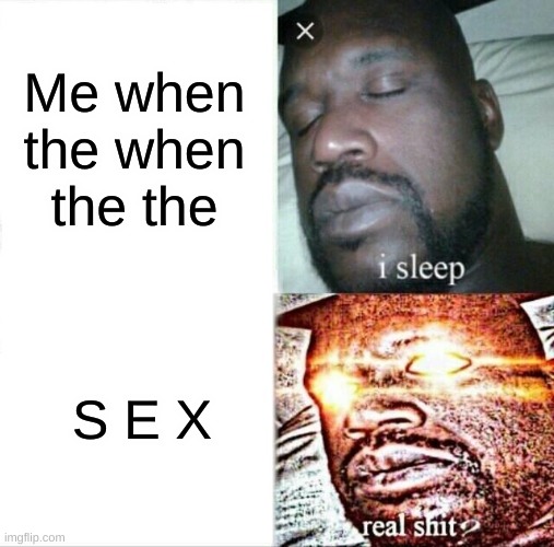 Sleeping Shaq | Me when the when the the; S E X | image tagged in memes,sleeping shaq | made w/ Imgflip meme maker
