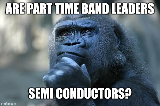 Deep Thoughts | ARE PART TIME BAND LEADERS; SEMI CONDUCTORS? | image tagged in deep thoughts | made w/ Imgflip meme maker