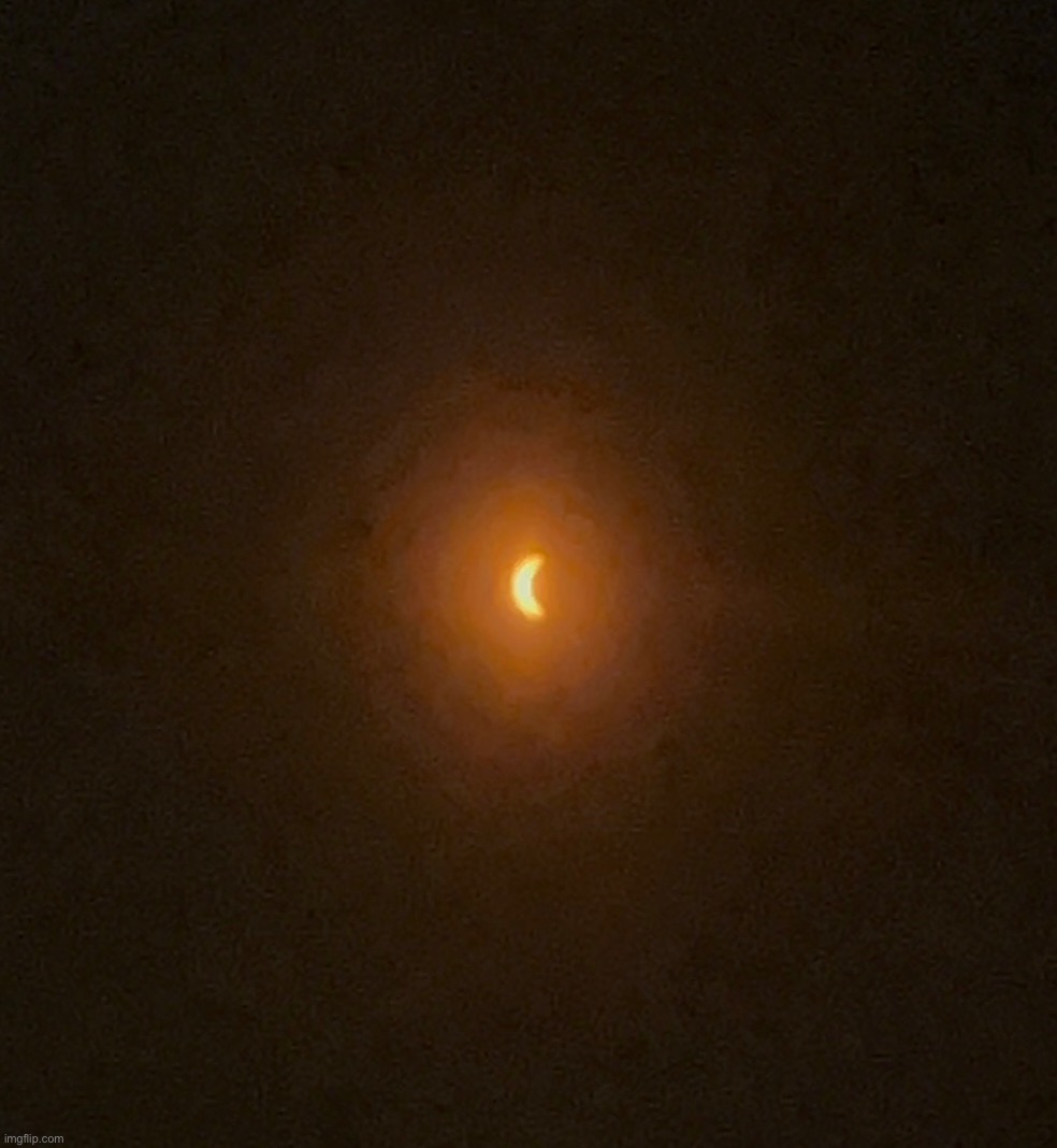 This photo of an eclipse I took photo of yesterday | image tagged in solar eclipse,eclipse,2024 | made w/ Imgflip meme maker