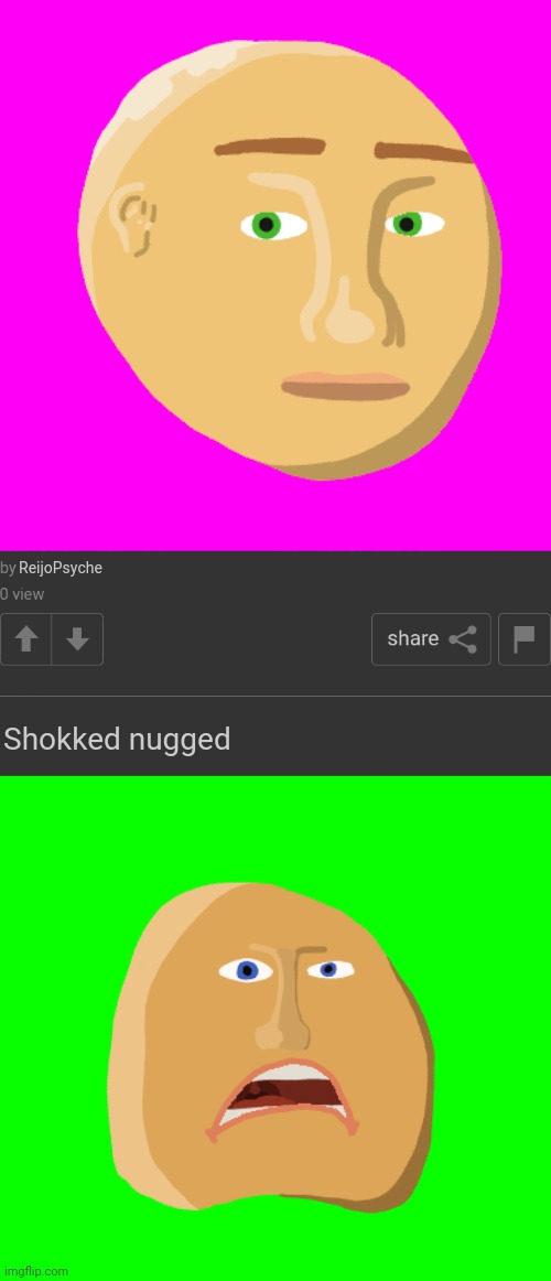 Bruh | ReijoPsyche; Shokked nugged | image tagged in two posts | made w/ Imgflip meme maker