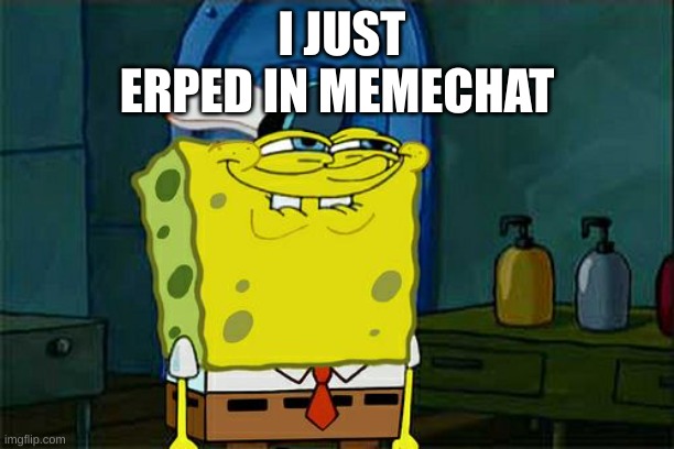 . | I JUST ERPED IN MEMECHAT | image tagged in memes | made w/ Imgflip meme maker