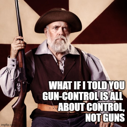 Guns | WHAT IF I TOLD YOU
GUN-CONTROL IS ALL 
ABOUT CONTROL,
NOT GUNS | image tagged in gun control | made w/ Imgflip meme maker