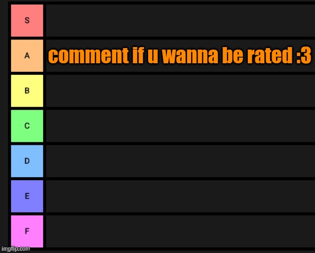 a | comment if u wanna be rated :3 | image tagged in tier list | made w/ Imgflip meme maker