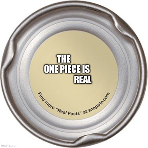 Boredom has hit. | THE     ONE PIECE IS                    REAL | image tagged in the snapple cap | made w/ Imgflip meme maker