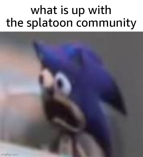 Sonic sad gasp | what is up with the splatoon community | image tagged in sonic sad gasp | made w/ Imgflip meme maker