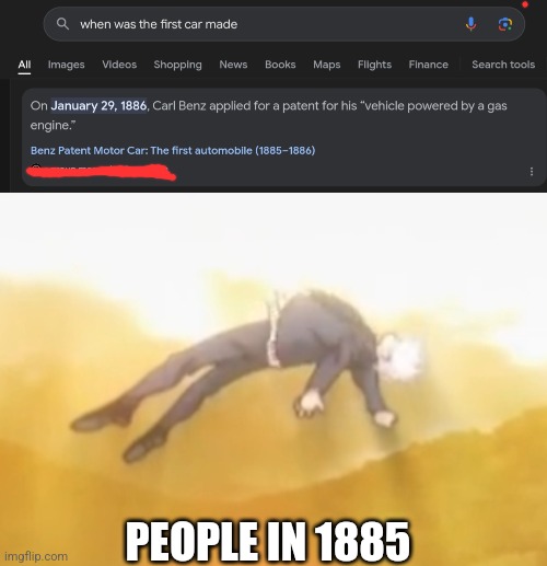 PEOPLE IN 1885 | image tagged in acended gojo,cars,history | made w/ Imgflip meme maker