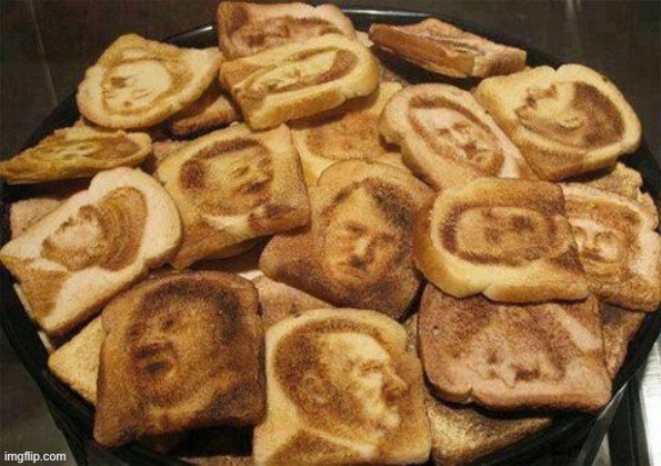 Hitler toast | image tagged in adolf hitler,hitler,toast,food,nazi,holocaust | made w/ Imgflip meme maker