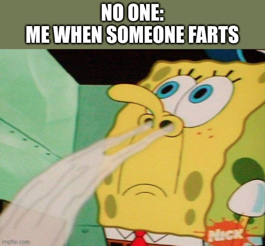 Spongebob Sniff | NO ONE:
ME WHEN SOMEONE FARTS | image tagged in spongebob sniff | made w/ Imgflip meme maker