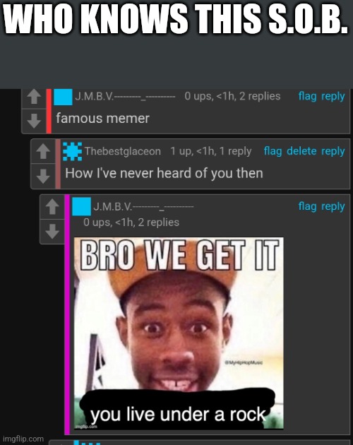WHO KNOWS THIS S.O.B. | made w/ Imgflip meme maker