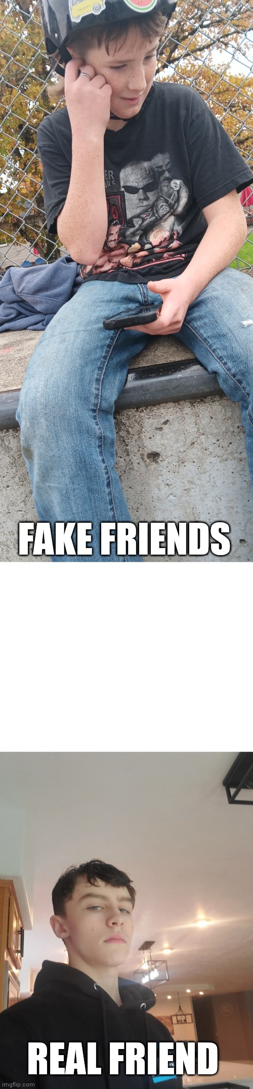 Real | FAKE FRIENDS; REAL FRIEND | image tagged in unfunny | made w/ Imgflip meme maker