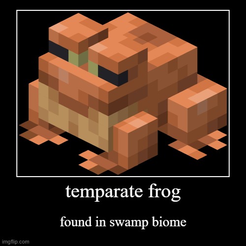 temparate frog | found in swamp biome | image tagged in funny,demotivationals | made w/ Imgflip demotivational maker