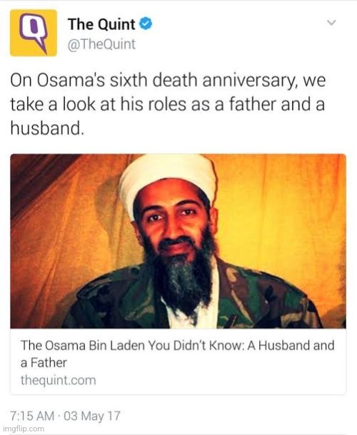An ideal husband. he was the father world deserves, but not the one it needs right now. | image tagged in osama bin laden,media | made w/ Imgflip meme maker
