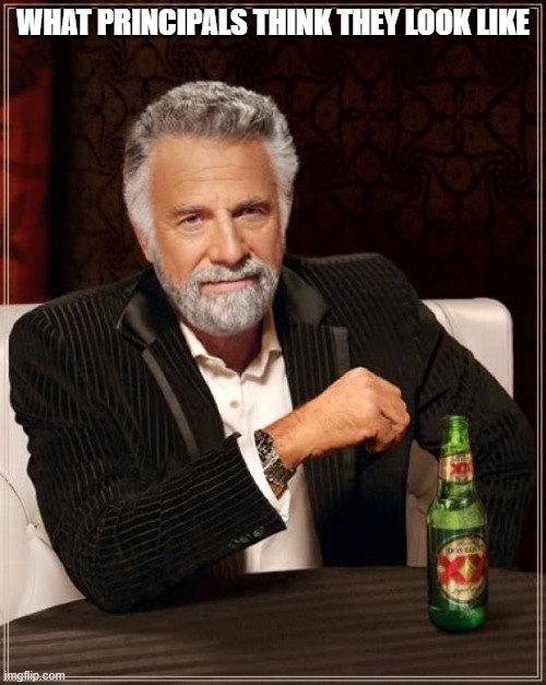 reality will hurt | WHAT PRINCIPALS THINK THEY LOOK LIKE | image tagged in memes,the most interesting man in the world,school memes,school,school sucks | made w/ Imgflip meme maker