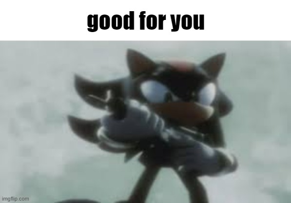 Shadow the hedgehog with a gun | good for you | image tagged in shadow the hedgehog with a gun | made w/ Imgflip meme maker