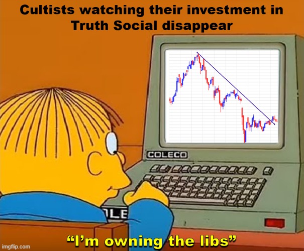 Shares of Trump Media & Technology Group (DJT) have experienced a significant decline, erasing all the gains the stock had made  | image tagged in politics | made w/ Imgflip meme maker