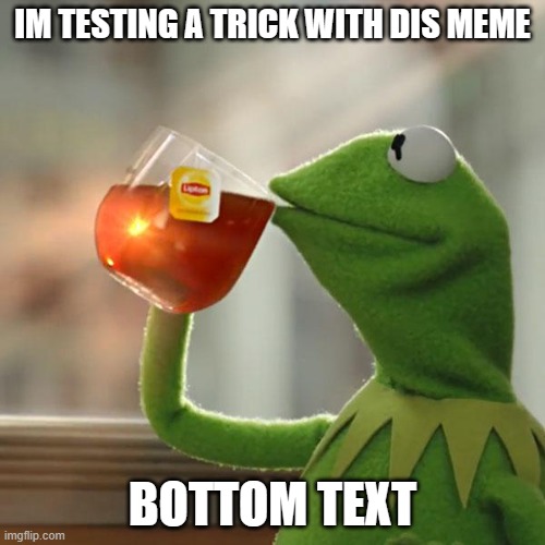 But That's None Of My Business | IM TESTING A TRICK WITH DIS MEME; BOTTOM TEXT | image tagged in memes,but that's none of my business,kermit the frog | made w/ Imgflip meme maker