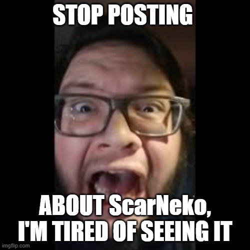 STOP. POSTING. ABOUT AMONG US | STOP POSTING; ABOUT ScarNeko, I'M TIRED OF SEEING IT | image tagged in stop posting about among us | made w/ Imgflip meme maker