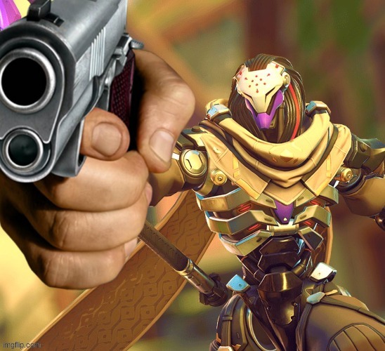 Ramattra but his staff is a glock | image tagged in overwatch,overwatch memes,memes,ramattra,glock | made w/ Imgflip meme maker