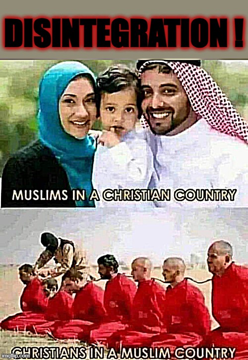 Dis is `Integration` ? | DISINTEGRATION ! | image tagged in muslim ban | made w/ Imgflip meme maker