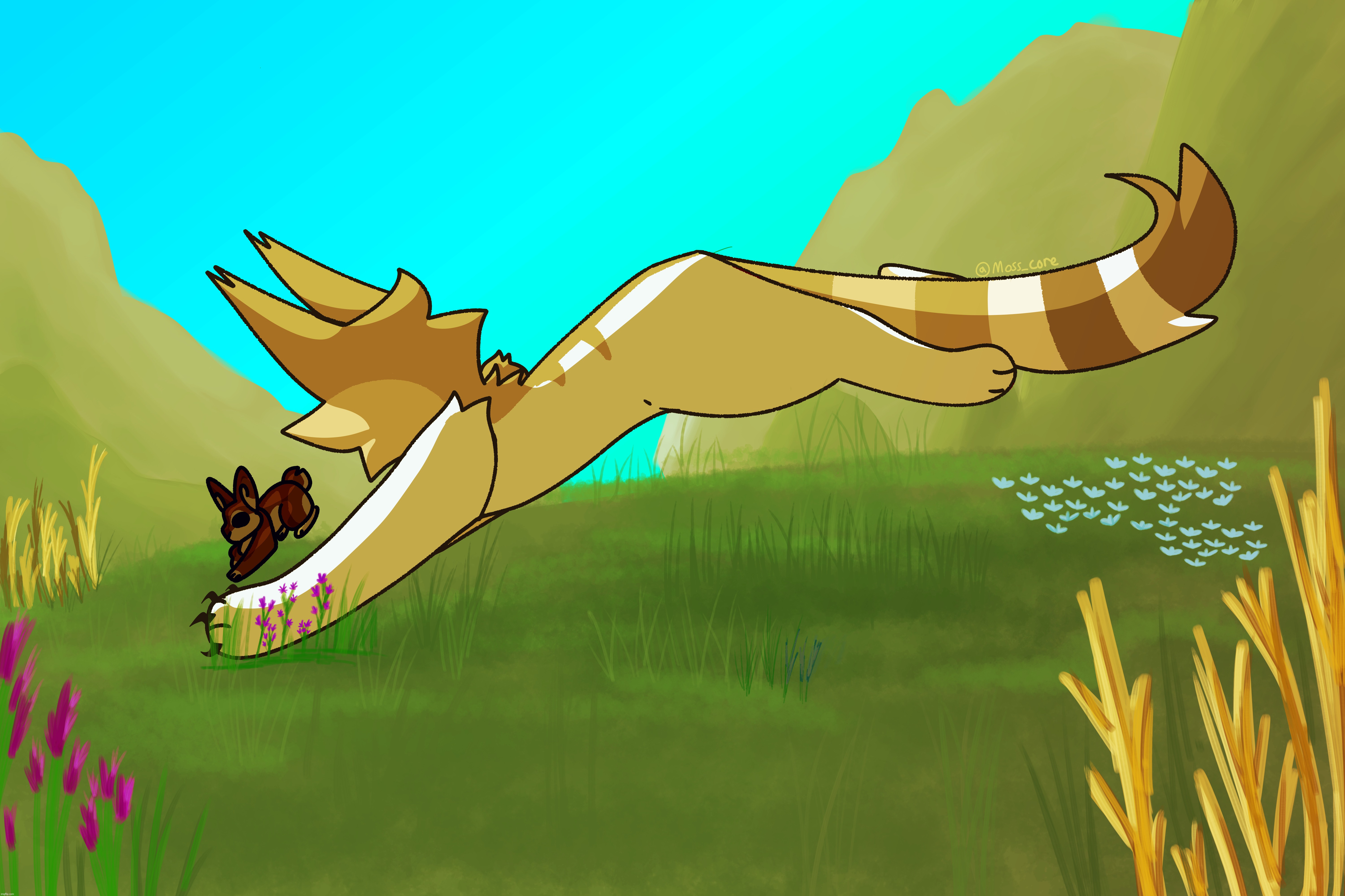 Curlykit chasing a rabbit :} | image tagged in arachnidclan,warrior cats | made w/ Imgflip meme maker