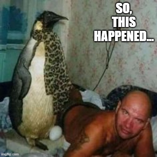 Penguin | SO, THIS HAPPENED... | image tagged in cursed image | made w/ Imgflip meme maker