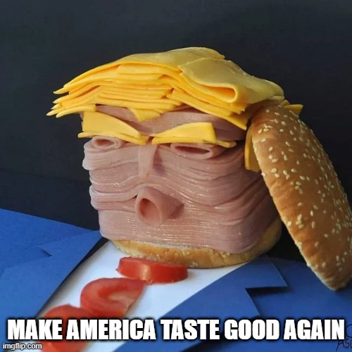 Trump Sammich | MAKE AMERICA TASTE GOOD AGAIN | image tagged in politics,trump | made w/ Imgflip meme maker