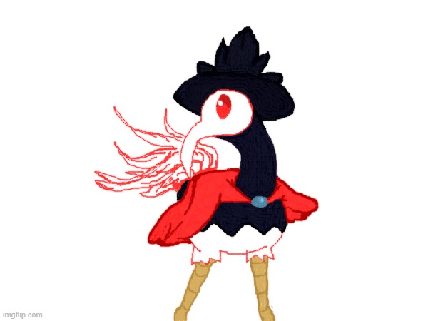 Cawgnito but with a red cloak (Yes I drew this on Imgflip) He's from Palworld | made w/ Imgflip meme maker