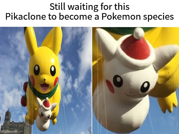 Pokemon species | Still waiting for this Pikaclone to become a Pokemon species | image tagged in memes,funny,pokemon,parade,pop culture | made w/ Imgflip meme maker