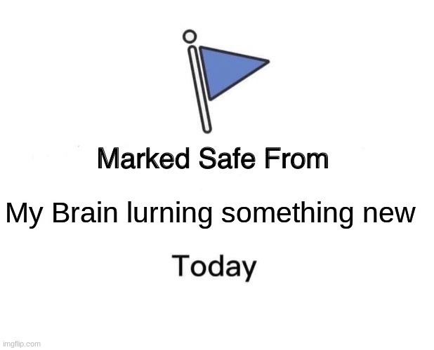 Marked Safe From | My Brain lurning something new | image tagged in memes,marked safe from | made w/ Imgflip meme maker