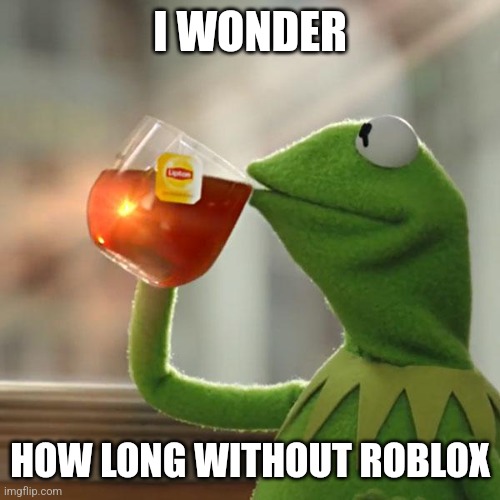Life is Roblox | I WONDER; HOW LONG WITHOUT ROBLOX | image tagged in memes,but that's none of my business,kermit the frog | made w/ Imgflip meme maker