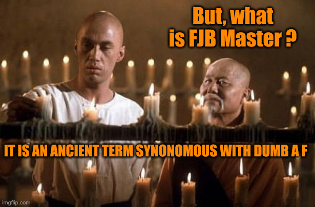 Dung Thoo | But, what is FJB Master ? IT IS AN ANCIENT TERM SYNONOMOUS WITH DUMB A F | image tagged in kung fu grasshopper,funny memes,funny,political meme,politics | made w/ Imgflip meme maker