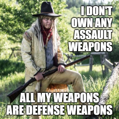 Guns | I DON'T
OWN ANY
ASSAULT
WEAPONS; ALL MY WEAPONS ARE DEFENSE WEAPONS | image tagged in patriotic,defense,2a,2nd amendment | made w/ Imgflip meme maker