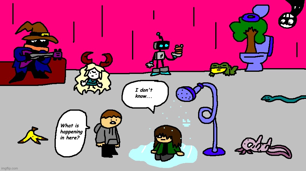 The legendary shower party | image tagged in drawing,what the hell is this | made w/ Imgflip meme maker