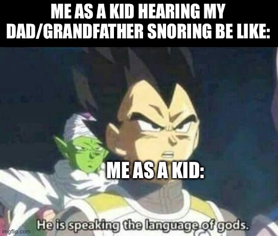 Too real | ME AS A KID HEARING MY DAD/GRANDFATHER SNORING BE LIKE:; ME AS A KID: | image tagged in he is speaking the language of gods | made w/ Imgflip meme maker
