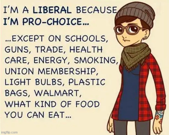Liberals are pro choice | image tagged in liberals,pro choice | made w/ Imgflip meme maker
