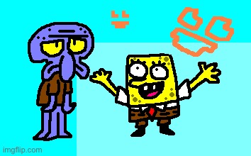 Crappy drawing of SpongeBob and squid | image tagged in drawing,squidward | made w/ Imgflip meme maker