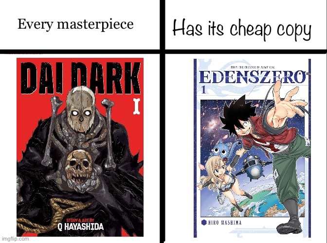 Every masterpiece has its cheap copy | image tagged in every masterpiece has its cheap copy,memes,anime meme,animeme,shitpost,humor | made w/ Imgflip meme maker