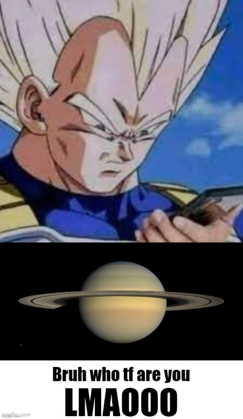 image tagged in vegeta looking at phones,bruh who tf are you lmaooo | made w/ Imgflip meme maker
