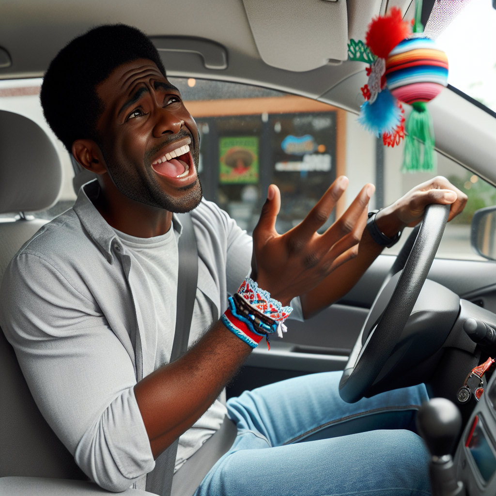 Black guy driving car singing Mexican music Blank Meme Template