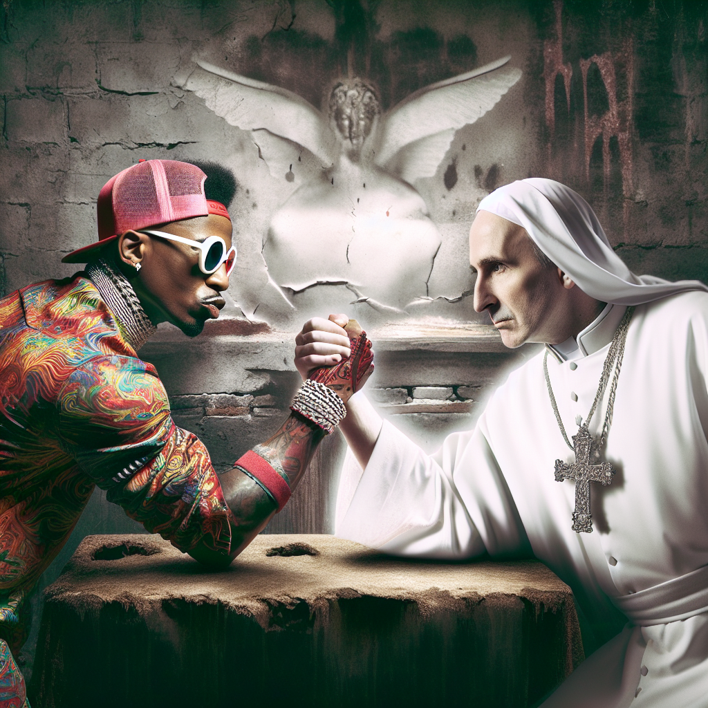 Kanye west armwrestling the pope Blank Meme Template