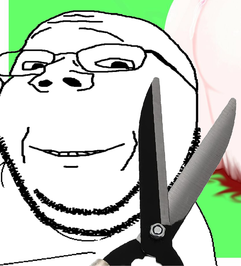 High Quality Soyjak with scissors Blank Meme Template