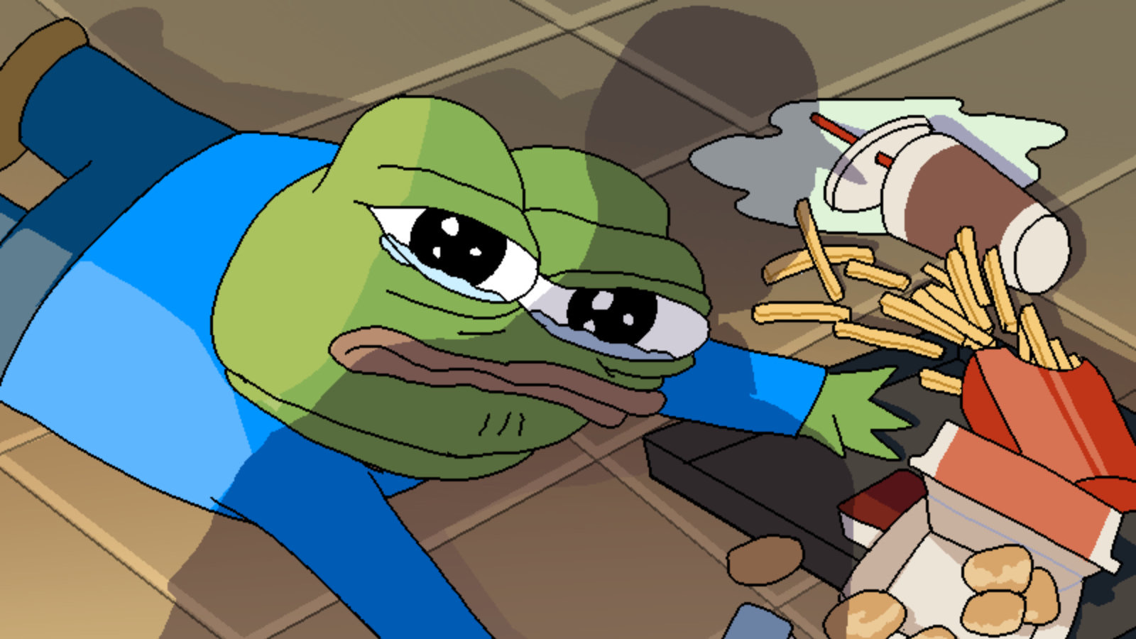 Pepe with dropped food Blank Meme Template