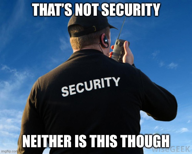 Security Guard Work Stories | THAT’S NOT SECURITY; NEITHER IS THIS THOUGH | image tagged in security guard work stories | made w/ Imgflip meme maker